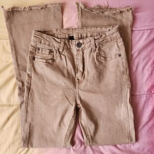 Venti6 Tan/Sand Frayed at the Bottom Size 40/S Jeans